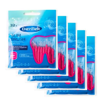 5x Interdental Brushes Extra Fine DenTek 2-3 mm Pack of 32 Slim Brush Value Pack