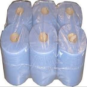 12 Pack 2 Ply Centre Feed Paper Wipe Rolls Blue