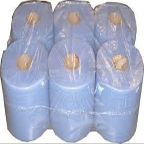 12 Pack 2 Ply Centre Feed Paper Wipe Rolls Blue