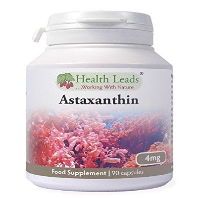 Astaxanthin 4mg x 90 Capsules (100% Pure & Additive Free Food Supplement, High Strength, Powerful Antioxidant, from Natural Haematococcus Pluvialis Red Algae, UK Manufactured