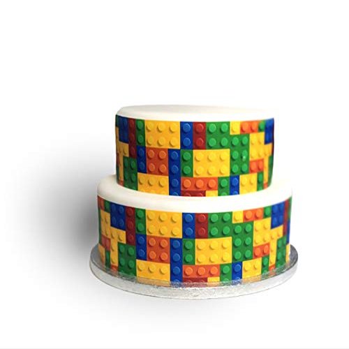 Top That Edible Decor Sheet Colourful Block Brick Border Ribbon - Perfect for Decorating Larger Cakes- Easy to Use