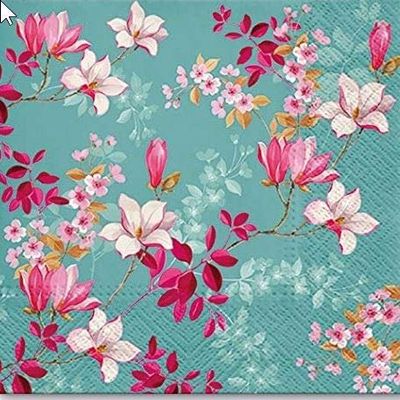 20 Napkins Magnolia on Blue Flowers Spring Easter 33 x 33 cm