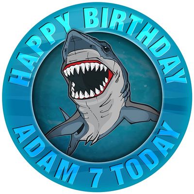 Great White Shark - Any Size (4in - 7.5in) Personalised Edible Cake Topper on Premium Icing