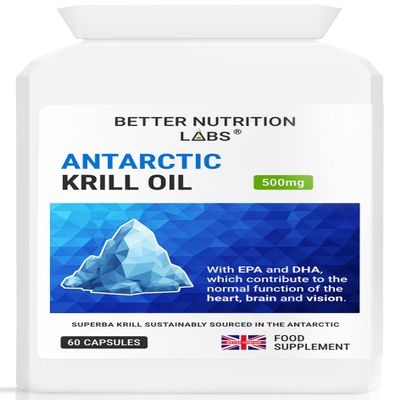 Antarctic Krill Oil 500mg by Better Nutrition Labs - Sourced from Superba Krill Found in The Pristine Waters of The Antarctic