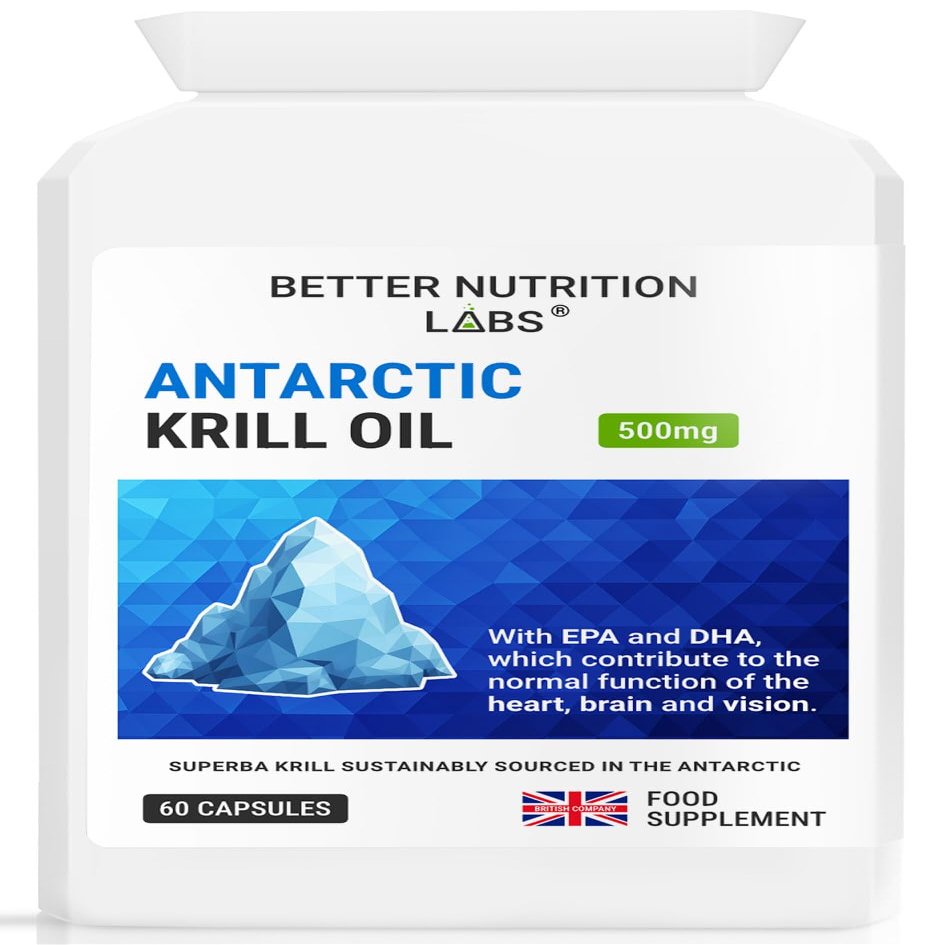 Antarctic Krill Oil 500mg by Better Nutrition Labs - Sourced from Superba Krill Found in The Pristine Waters of The Antarctic