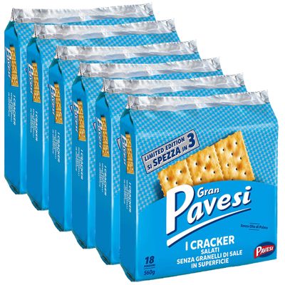 6X Gran Pavesi Crackers 560g No Salt!
