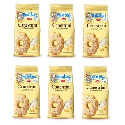 6x Mulino Bianco Canestrini Sugar Coated Biscuits Cookies 200 g