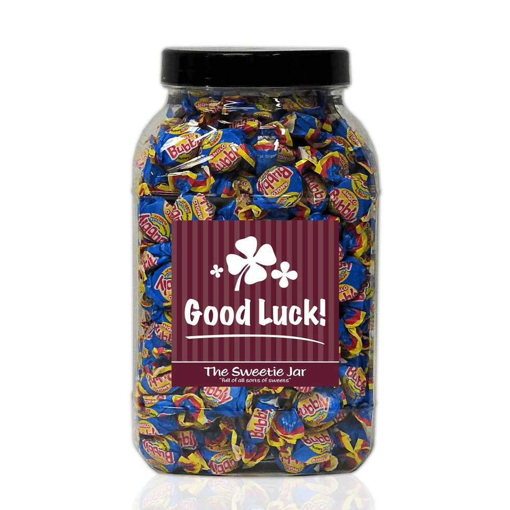 Anglo Bubbly Bubble Gum 1.5kg Sweet Jar  A Personalised Gift Jar Filled with Your Favourite Retro Sweets! (Good Luck)