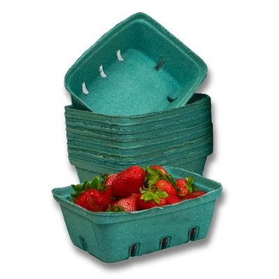 Green Molded Pulp Fiber Berry/Produce 1.5 Quart Basket (Set of 12)