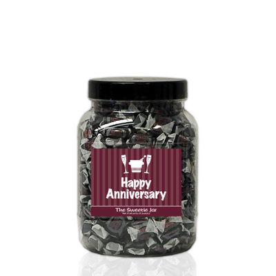 Black Jack Chews 1.5kg Sweet Jar  A Personalised Gift Jar Filled with Your Favourite Retro Sweets! - Happy Anniversary