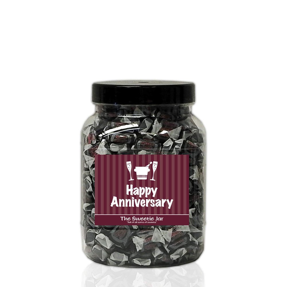 Black Jack Chews 1.5kg Sweet Jar  A Personalised Gift Jar Filled with Your Favourite Retro Sweets! - Happy Anniversary
