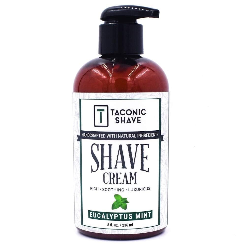 Taconic Shave Eucalyptus & Mint Shaving Cream, Pump Bottle, High Lather Forumla, 8 Oz