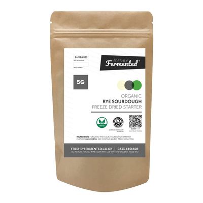 Freshly Fermented  Organic & Vegan Certified Freeze Dried Sourdough Culture, Rye