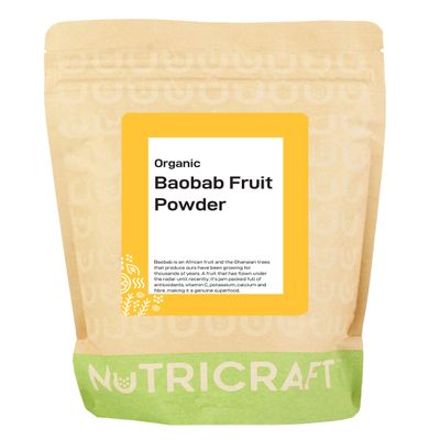NutriCraft Organic Baobab Fruit Powder - 1kg, Sun-Dried Baobab Powder, High in Vitamin C, Antioxidants, Potassium & Calcium, for Smoothies and Skincare, Organic & Vegan-Friendly