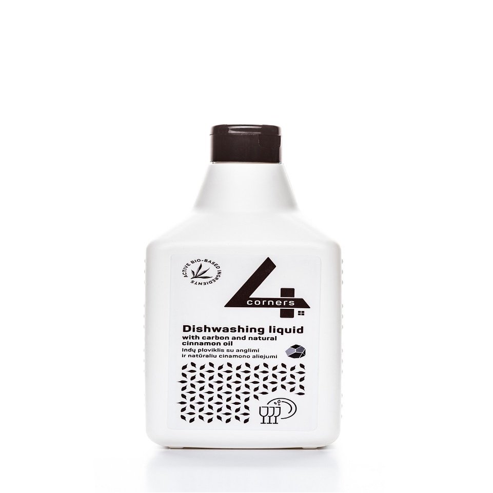 4CORNERs Original DishWashing Liquid, 720 ml with Carbon and Natural Cinnamon Oil