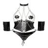 Grey Velvet Women's Open Corsage Set, black, S-M view 1