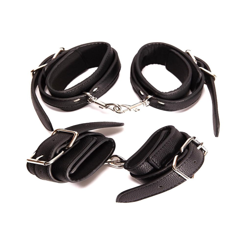 Ann Summers Premium Under Bed Restraint Kit - Includes PU Buckle Cuffs and Adjustable Strap Restraints, BDSM, Fantasy Couple Play, Dominate or Surrender - Black