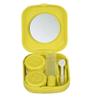 dragonaur Cute Travel Portable Mini Lens Case Kit Container Holder with Mirror (Light Yellow) view 2