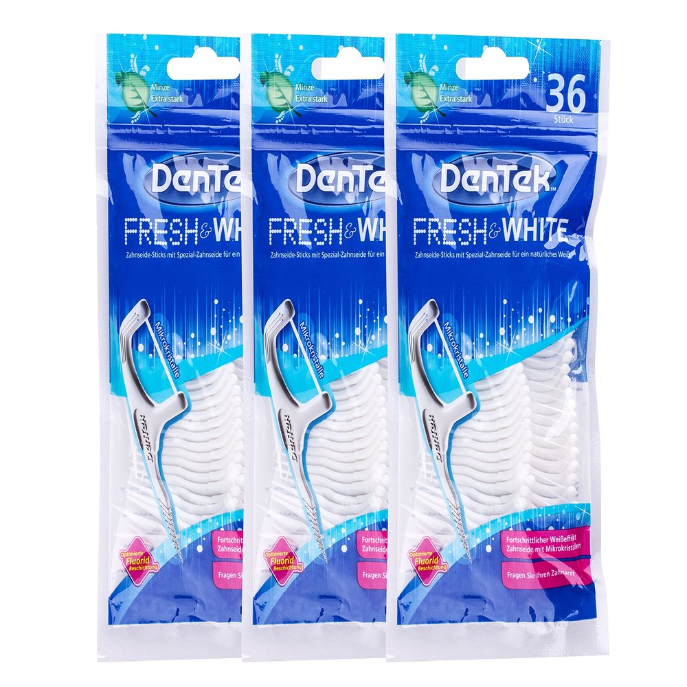 3 x DenTek Fresh & White Dental Floss Sticks