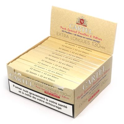 CARTEL Extra Long 130mm Unbleached Rolling papers + art filters - 24 booklets