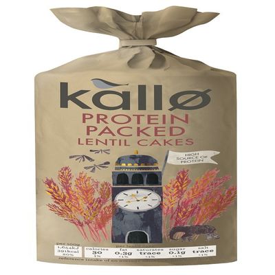 Kallo Protein Packed Lentil Cakes - 100g x 6 (2 Pack Bundle)