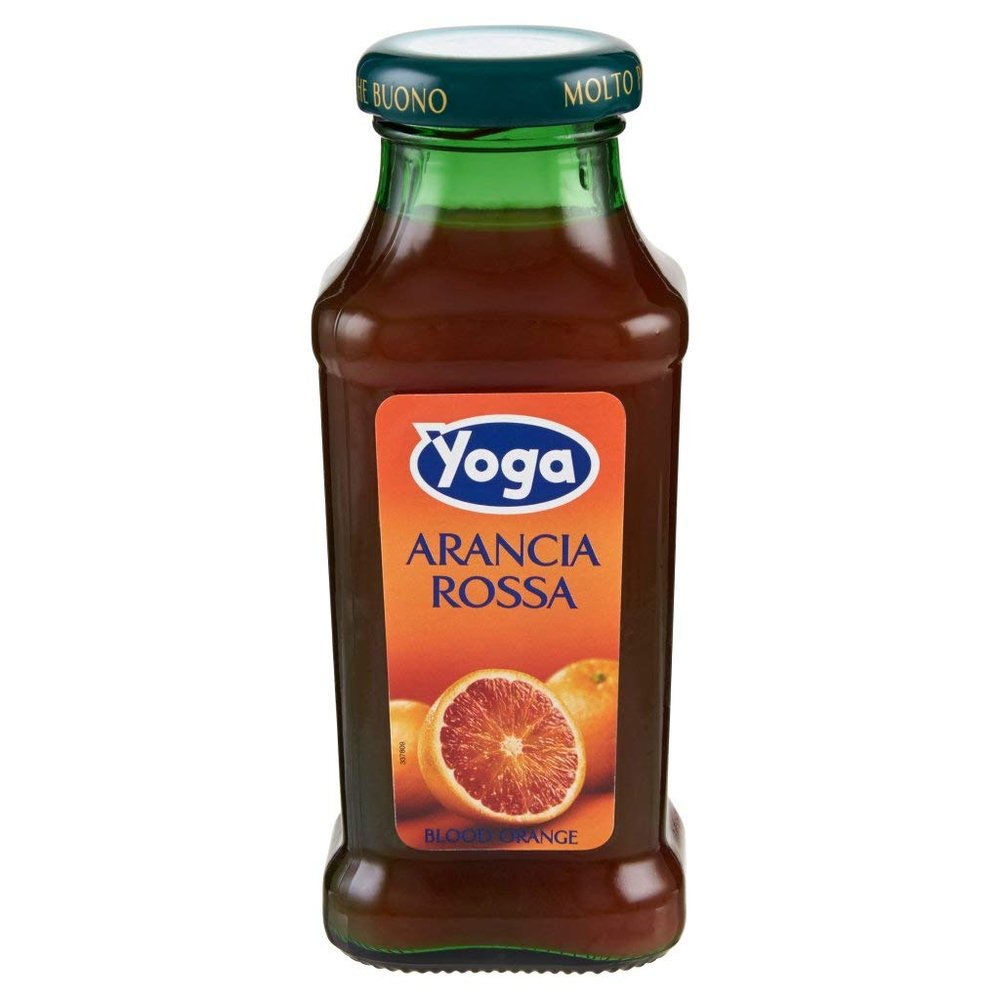 24x Yoga Bar Arancia Rossa Blood Orange Fruit Juice Fruit Flavored Drink Glass Bottle 200ml 100% Italian Fruit