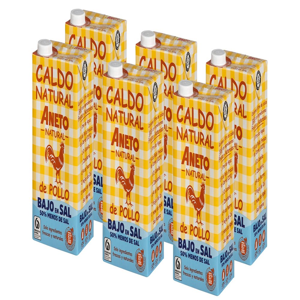 Aneto 100% Natural Low Sodium Chicken Broth 1L (6 Pack)