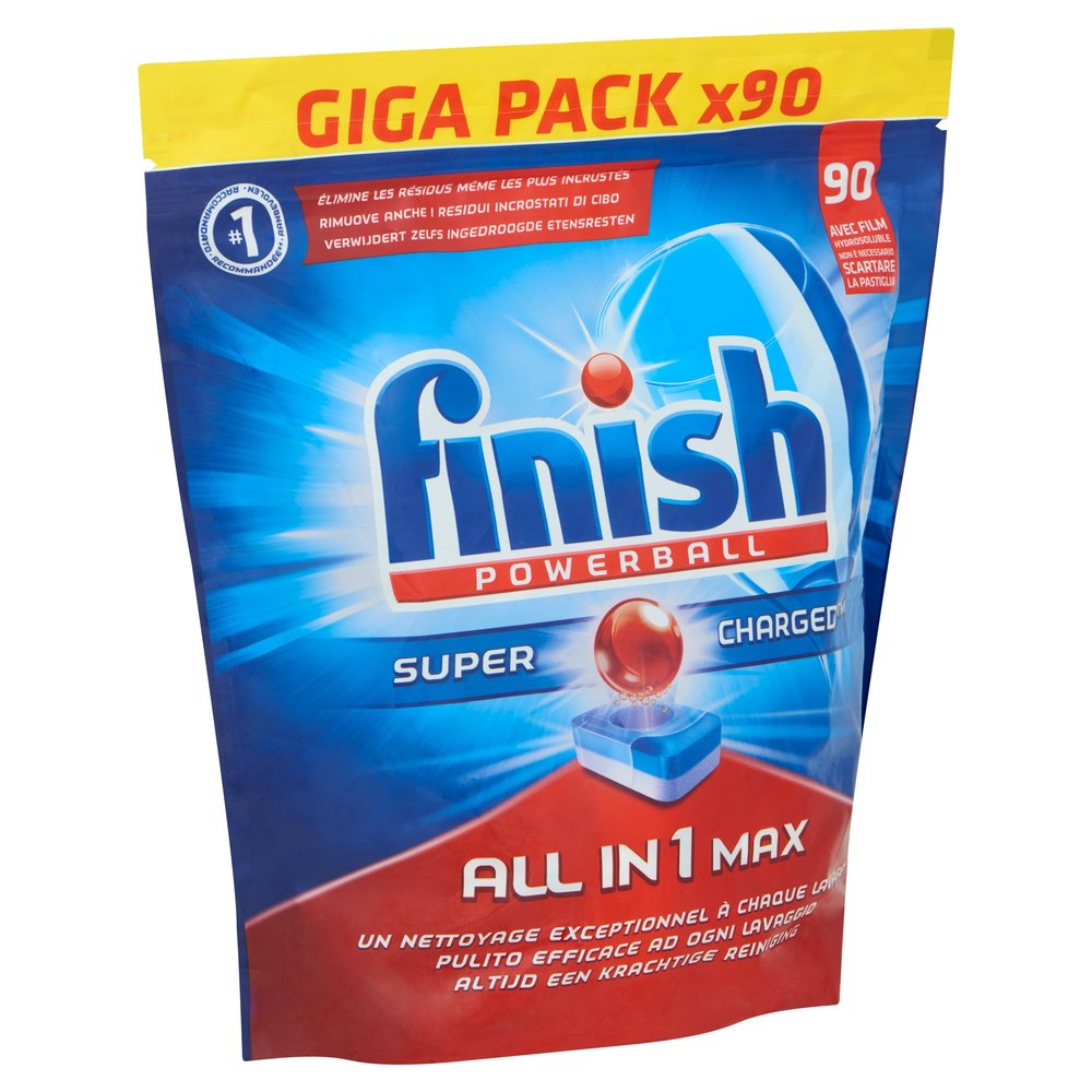 Finish All-in-One Regular MAX Dishwasher Detergent, 90 Loads, Powerful Cleaning for Sparkling Dishes, Tackle Grease, Food Stains & Residue