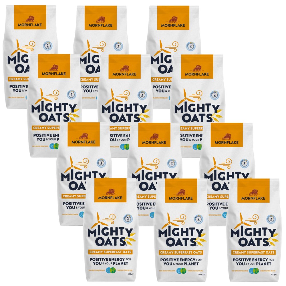 Mornflake - Superfast Oats 12x 500g 100% Wholegrain Oats All Natural Ingredients, High In Fibre. Creamy, Perfect For Breakfast Porridge Oat, OvernightOats & Granola. Suitable For Vegan Diet