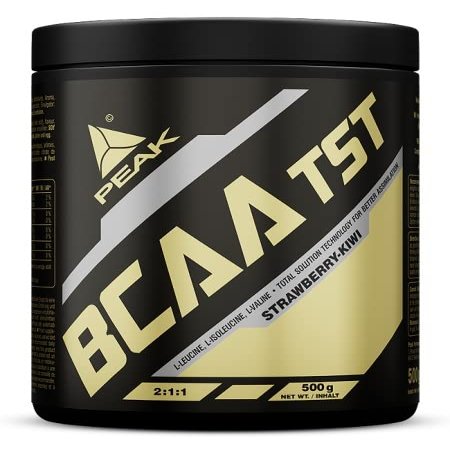 PEAK BCAA - TS-Technology - 500g Flavour Strawberry Kiwi I 38 Servings I Powder I branched-Chain Amino acids I 2:1:1 (leucine : isoleucine : valine) I Rapid Absorption I Vegan