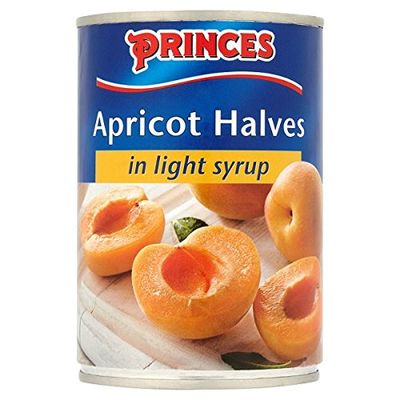 Princes Apricot Halves in Light Syrup 410g (Drained Weight 240g) (Pack of 6 x 410g)