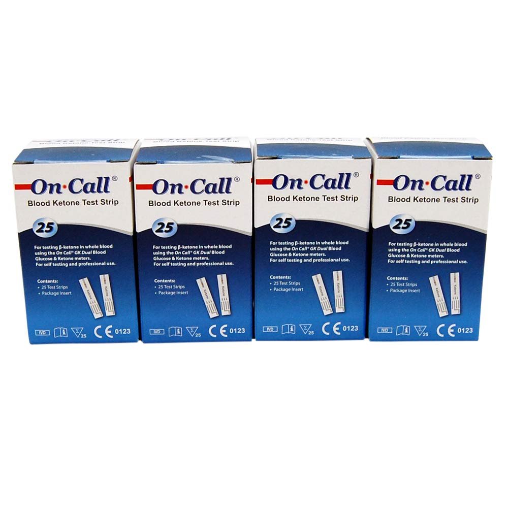 4 x 25 Blood Ketone Test Strips for The On call Ketone Meter Monitor
