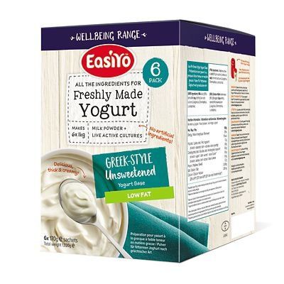 EasiYo Wellbeing Low Fat Greek Style Unsweetened Yogurt Mix x 6
