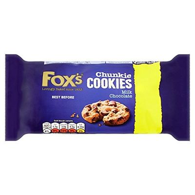 Fox Chunkie Cookies Milk Chocolate 180 g (Pack of 9 x 180 g)