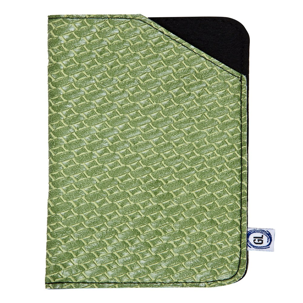 Braided Pattern Faux Leather Glasses Case 20 Colors 3 Sizes (Large, Celery)