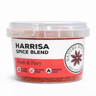 Nature Kitchen Harissa Spice Blend 60g, Premium North African Seasoning with Herbs Spices Salt Peppers, Gluten Free Vegan, Smoky Hot Flavour for BBQ Marinades Sauces Roasting and Everyday Cooking