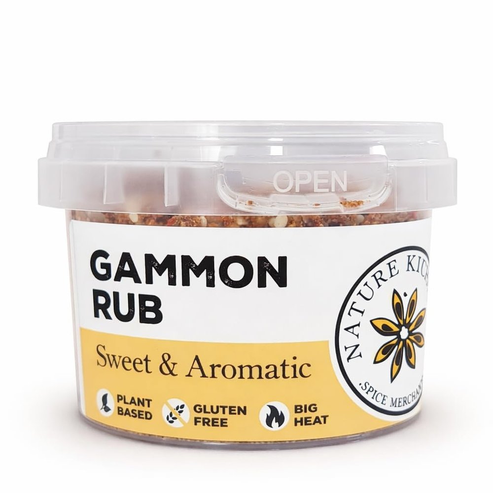 Nature Kitchen Gammon Rub 70g, Sweet and Mild Pork Seasoning in Airtight Stackable Pot, Gluten Free Vegan Spice Blend for Gammon Ham Pork Roasts BBQ Grilling and Slow Cooking