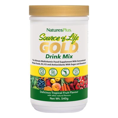 NaturesPlus Source of Life Gold Drink Mix Powder - Whole Food Multivitamin and Mineral for Energy and Immune Support - Vegetarian, Dairy and Gluten Free - 60 Servings, 540g