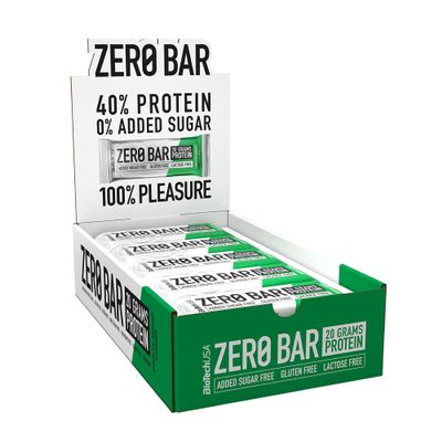 BioTechUSA Zero Bar Protein Snack - Low Sugar & Lactose-Free | Crispy Texture | Delicious Flavors | Ideal for Diets & Workouts, 20 * 50 g, Chocolate-Hazelnut