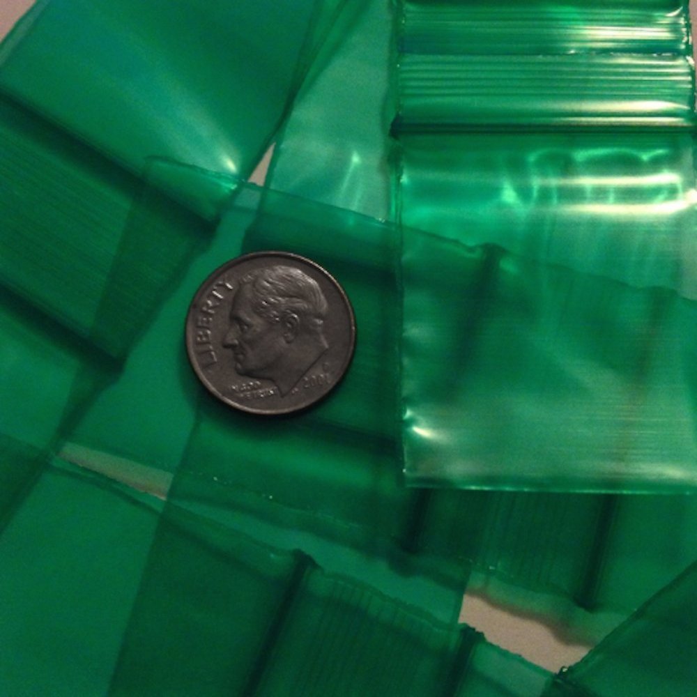 200-1" x 1" 1010 Green Tone Small Zipper Lock Baggies Craft Resealable Plastic Baggy 2 Mil Zipper Poly Bags