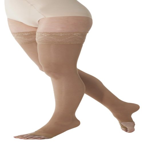 Self-retaining socks with open toe
