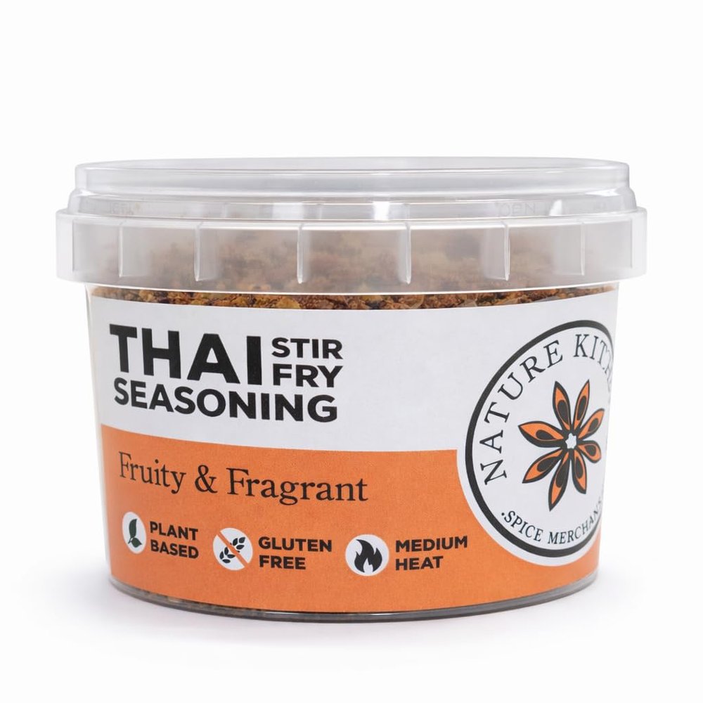 Nature Kitchen Thai Stir Fry Seasoning 55g Medium Heat, Hand Blended Thai Spice Mix with Lemongrass Garlic, Gluten Free, Vegan Seasoning for Noodles, Vegetables, Curries and Wok Cooking