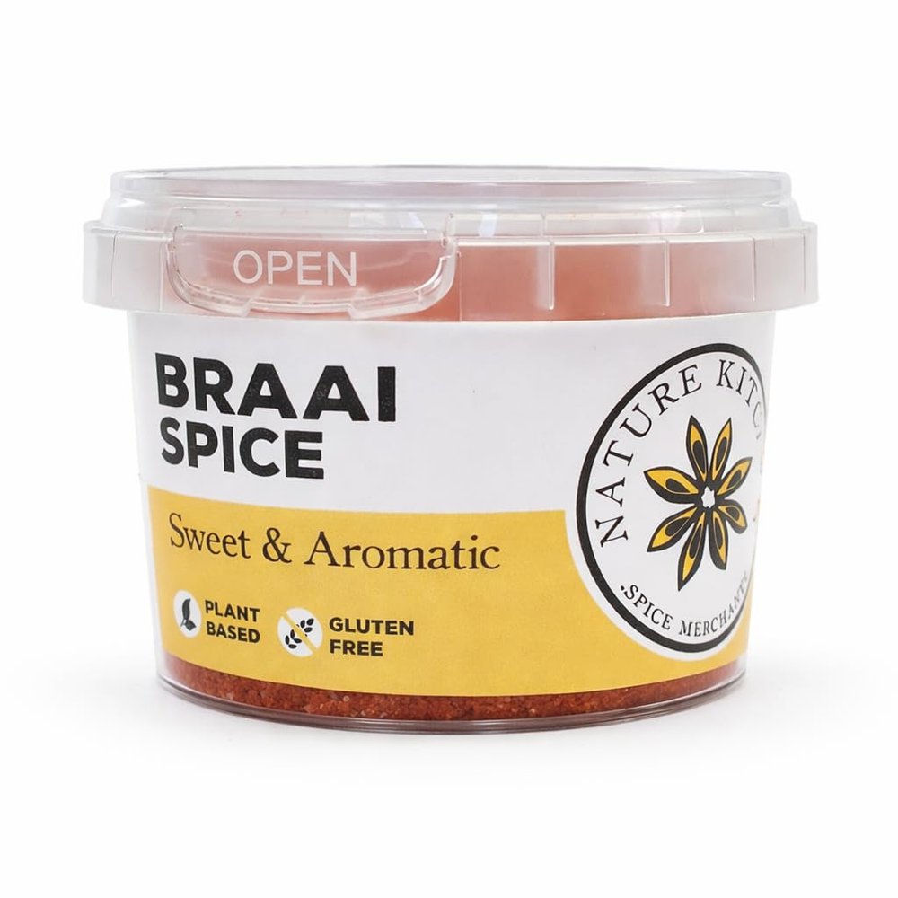 Nature Kitchen Braai Spice Hot 60g Pot South African BBQ Seasoning Blend, Gluten Free, Vegan Friendly, Smoky Spicy Flavour for Grilling, Roasts, Meat, Vegetables and Everyday Cooking