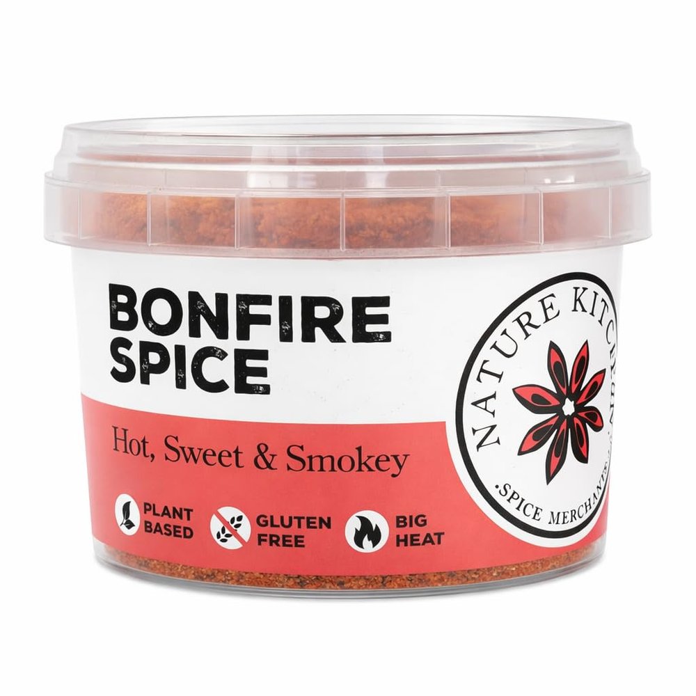 Nature Kitchen Bonfire Spice 70g Extra Hot Smoky Seasoning, Hand Blended BBQ Spice, Gluten Free Vegan Rub for Grilling Marinades Roasts Barbecue Cooking