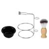 3 in 1 Badger Shaving Brush Set with Plastic Shaving Soap Bowl & Stainless Steel Shaving Stand Shaving Cleaning Tool Kit for Men Salon Home Travel Use view 2