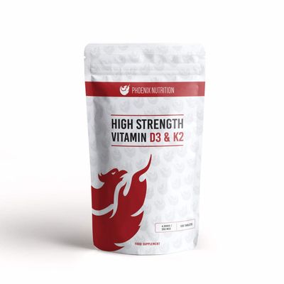 High Strength Vitamin D3 and K2 120 Tablets 4,000 IU 250mcg - Phoenix Nutrition