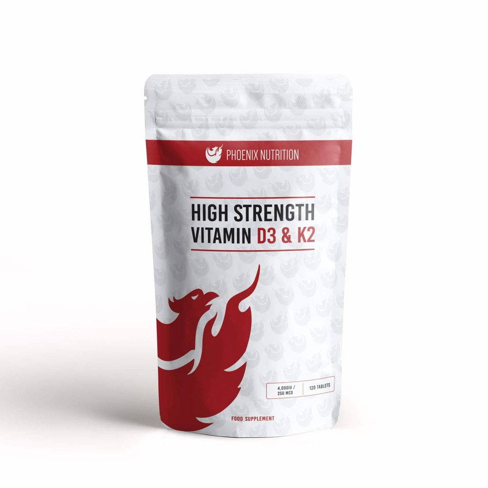 High Strength Vitamin D3 and K2 120 Tablets 4,000 IU 250mcg - Phoenix Nutrition