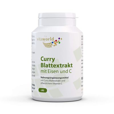 3 Pack Vita World Iron 14mg Curry Leaf Extract Plus Vitamin C 3 x 90 Capsules Made in Germany