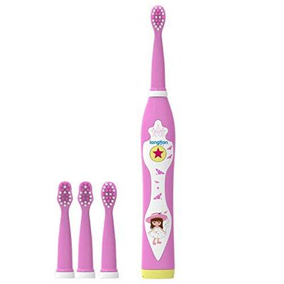 Bomaoer Child Electric Toothbrush Dental Electric Cleaning Brush Kids Ultrasonic Rechargeable Toothbrush Baby Sonic Toothbrush Pink Color