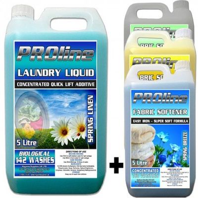 5L Spring Linen Bio Laundry Detergent 142 wash and 5L Sunshine Breeze Fabric Softener 160 wash Combo